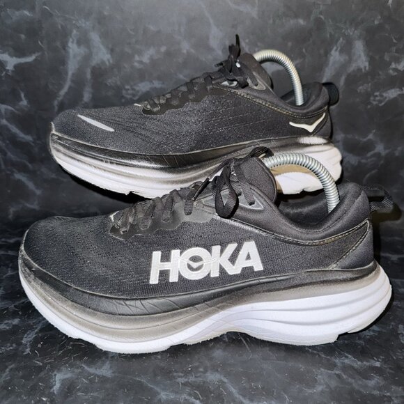 Hoka One One Shoes - Hoka One One Bondi 8 Black & White Athletic Running Shoes Womens Size 9.5B